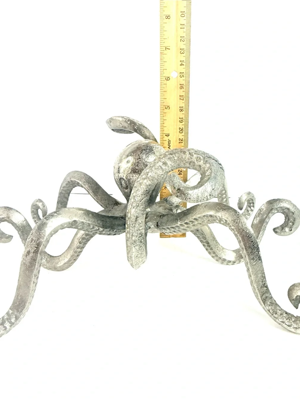 Vintage Octopus Pewter Finish Shelf Decor Coastal Nautical Statue Metal Design